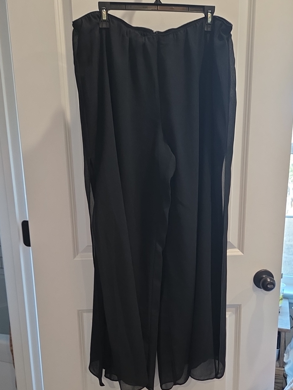 Alex Evenings Black Sheer Overlay Wide-Leg Pants